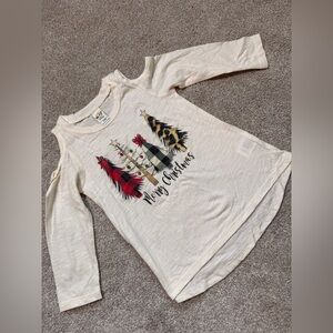 Girls 24M Cream Kids Christmas Shirt